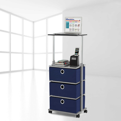 Studio 3b 3 Drawer Adjustable Top Storage Cart Navy Blueprint